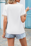 V Neck Lace Edge Silky Top