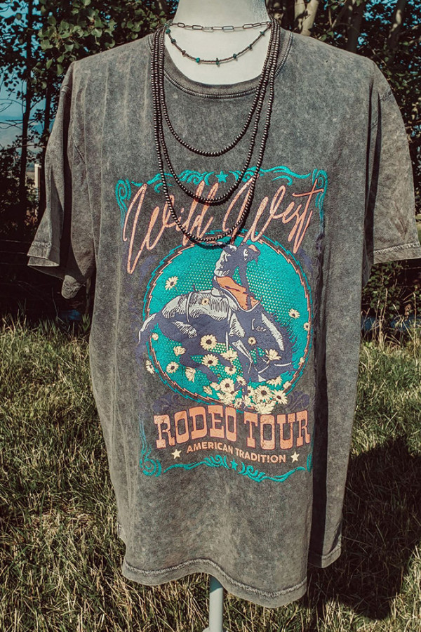 Western Cowboy Distressed Graphic Tee