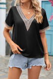 V Neck Lace Edge Silky Top