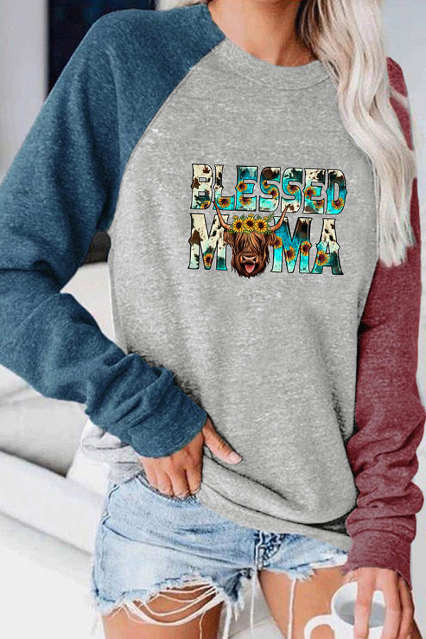 Western Blessed Cow Mama Gnomes Long Sleeve Top