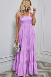 Stripes Splicing Spaghetti Maxi Dress