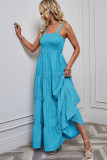 Stripes Splicing Spaghetti Maxi Dress