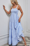 Stripes Splicing Spaghetti Maxi Dress