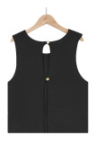 Cut Out Back Plain Knit Tank Top