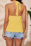 Rainbow Striped Splicing Backless Halter Knit Tank Top