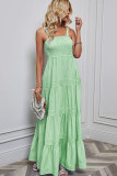 Stripes Splicing Spaghetti Maxi Dress