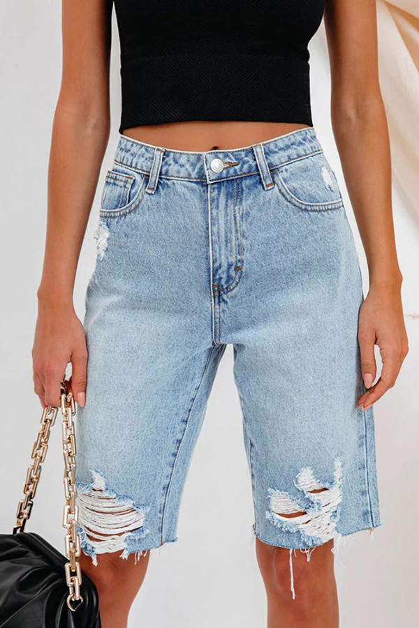 Ripped Distressed Denim Shorts
