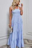 Stripes Splicing Spaghetti Maxi Dress