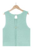 Cut Out Back Plain Knit Tank Top