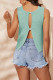 Cut Out Back Plain Knit Tank Top