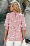 Puff Half Sleeves Printing Chiffon Blouse