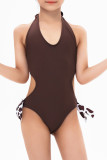 Family Match Halter Cut Out One piece Swimsuit