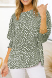 Puff Half Sleeves Printing Chiffon Blouse