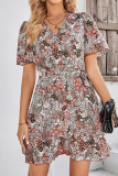 Wrap V Neck Side Sash Vintage Floral Dress