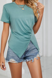 Plain Side Ruched Split Top