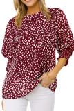 Puff Half Sleeves Printing Chiffon Blouse