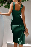 Plain V Neck Split Bodycon Tank Dress