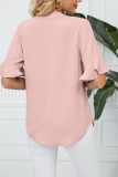 Plain V Neck Ruffles Flare Sleeves Top