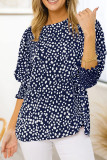 Puff Half Sleeves Printing Chiffon Blouse