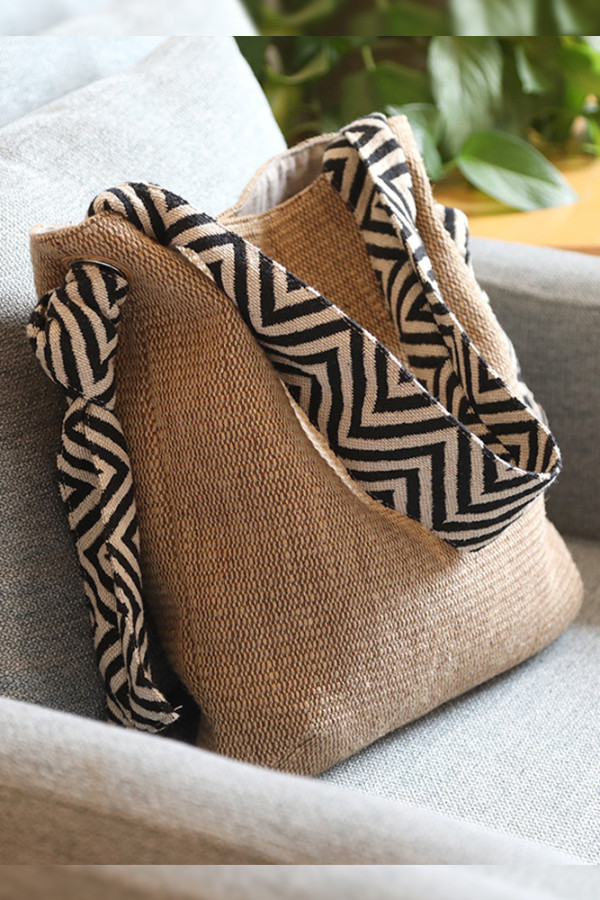 Linen Canvas Stripes Crossbody Bag MOQ 3PCS