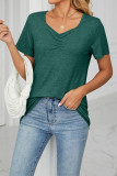 Plain V Neck Ruched Basic Top