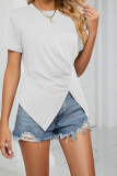Plain Side Ruched Split Top