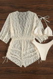 See Through Lace Cover Up 3PCS Bikini Set