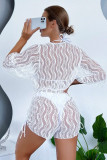See Through Lace Cover Up 3PCS Bikini Set