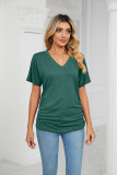 Plain V Neck Basic Jersey Top