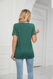 Plain V Neck Buttoned Jersey Top