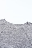 Gray Loose Slouchy Knitted Raglan Sleeves T-shirt