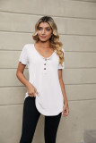 Plain Buttoned Spit Collar Ruffles Top