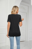 Plain V Neck Buttoned Jersey Top