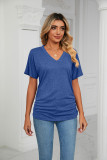 Plain V Neck Basic Jersey Top