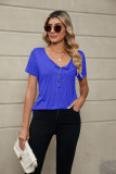 Plain Buttoned Spit Collar Ruffles Top