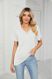 Plain V Neck Buttoned Jersey Top