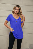 Plain Buttoned Spit Collar Ruffles Top