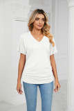 Plain V Neck Basic Jersey Top