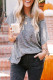 Gray Loose Slouchy Knitted Raglan Sleeves T-shirt
