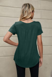 Plain Buttoned Spit Collar Ruffles Top