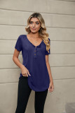 Plain Buttoned Spit Collar Ruffles Top