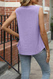 Square Neck Sleeveless Plain Hollow Out Tank Top