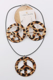 Leopard Round Earrings With Necklace Set MOQ 5pcs