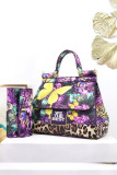 Floral Printed Hand Bag with Purse 2pcs Set MOQ 3pcs
