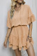 Drawstring Flare Sleeves Ruffle Mini Dress
