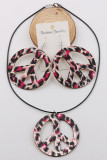 Leopard Round Earrings With Necklace Set MOQ 5pcs