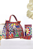 Floral Printed Hand Bag with Purse 2pcs Set MOQ 3pcs
