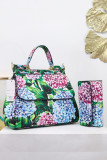 Floral Printed Hand Bag with Purse 2pcs Set MOQ 3pcs