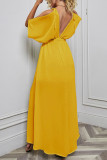 Cold Shoulder Deep V Neck Split Maxi Dress