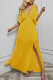 Cold Shoulder Deep V Neck Split Maxi Dress